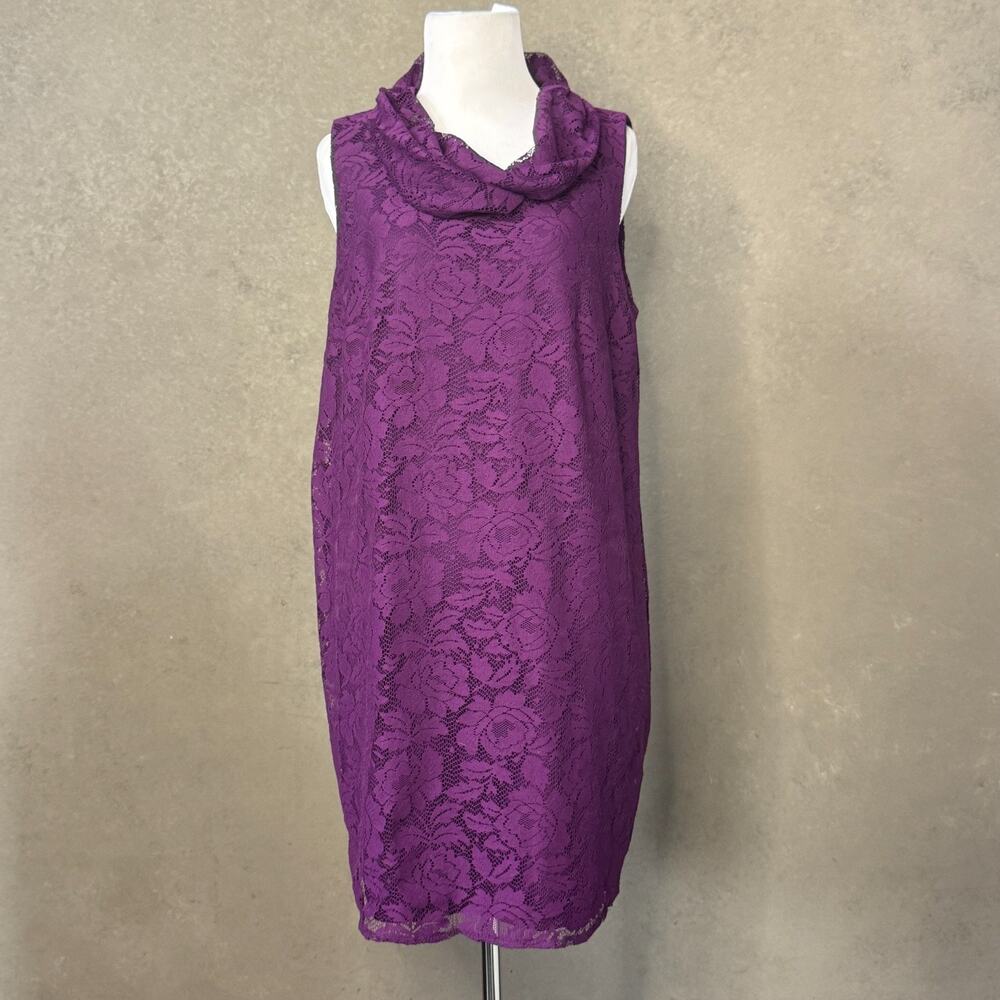 Lane Bryant Purple Lace Cowl Neck Dress Size 14